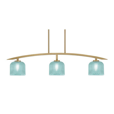 Kurve 3 Light Steel Bar Island Pendant 9.5 Inch Tall by Toltec - 3736-NAB-4612