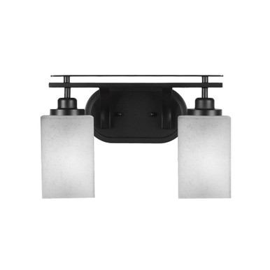 Odyssey 2 Light Square Glass Vanity Light 14.75 Inch Length by Toltec - 2612-BN-530