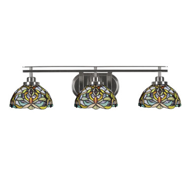Odyssey 3 Light Art Glass Vanity Light 29.5 Inch Length by Toltec - 2613-BN-9905