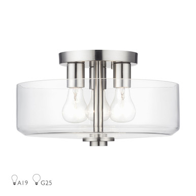 Whitworth 3 Light 14.5 Inch Wide Semi Flush Mount by Livex - 46123