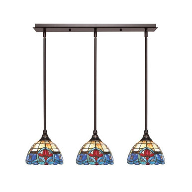 3 Light Stem Hung Linear Pendant 6.5 x 27.25 Inch by Toltec 25-BN-9355 - 25-BN-9355