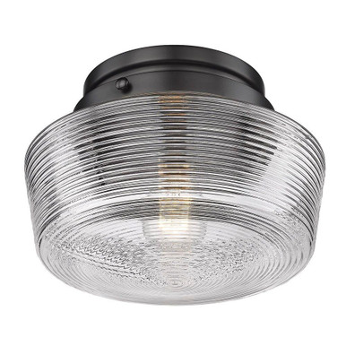 Holloway 1 Light 10.63 Inch Wide Flush Mount by Golden - 3415-FM BLK-CLR