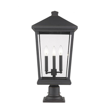 Beacon 3 Light Outdoor Post Mount 12 x 105.75 Inches by Z-Lite - 568PHXLR-533PM-ORB