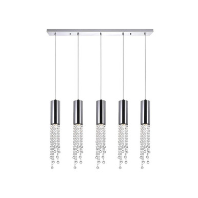 Extended 5 Light Oversized Linear Chandelier by CWI - 5081P40C-RC