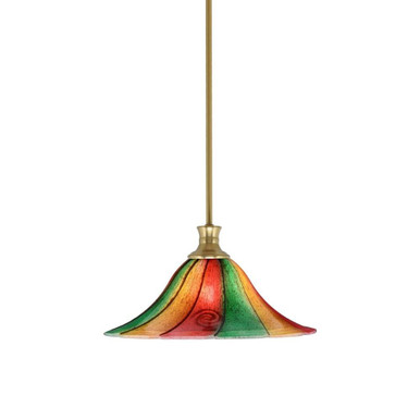 Stem 1 Light Mardigras Glass Large Pendant 16 Inch Wide by Toltec - 76-BN-767