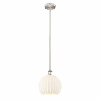 White Venetian 1 Stem Hung Small Pendant 11.25 Inch Tall by Innovations - 616-1S-G1217-10