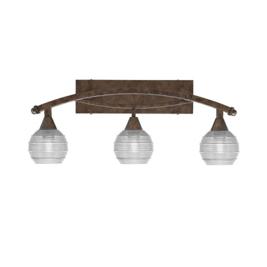 Bow 3 Light Ribbed Glass Vanity Light 27.5 Inch Length by Toltec - 173-115-51