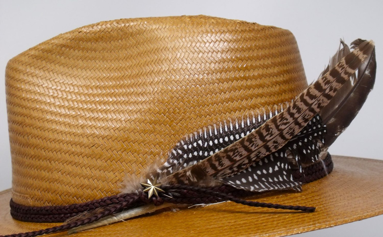 Stetson Juno Flat Brim Straw Fedora Hat One 2 mini Ranch