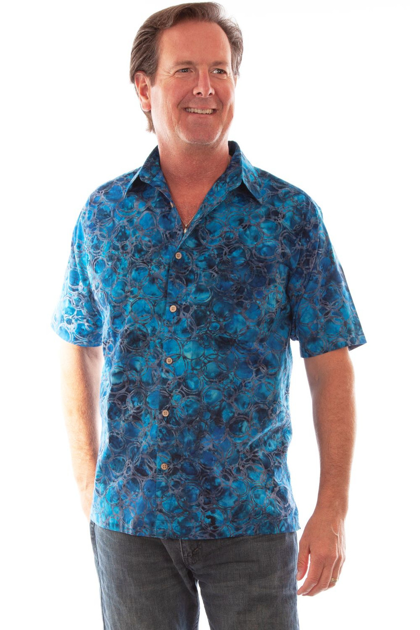 Farthest Point Batik Cotton Ocean Blue SS Shirt - One 2 mini Ranch