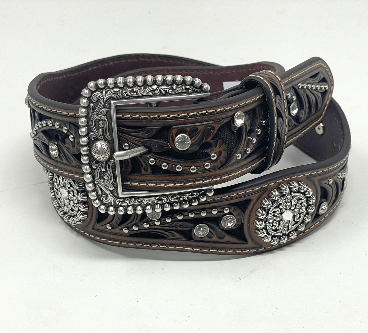ARIAT- Women's Fashion Leather Belt ( Distressed Brown )