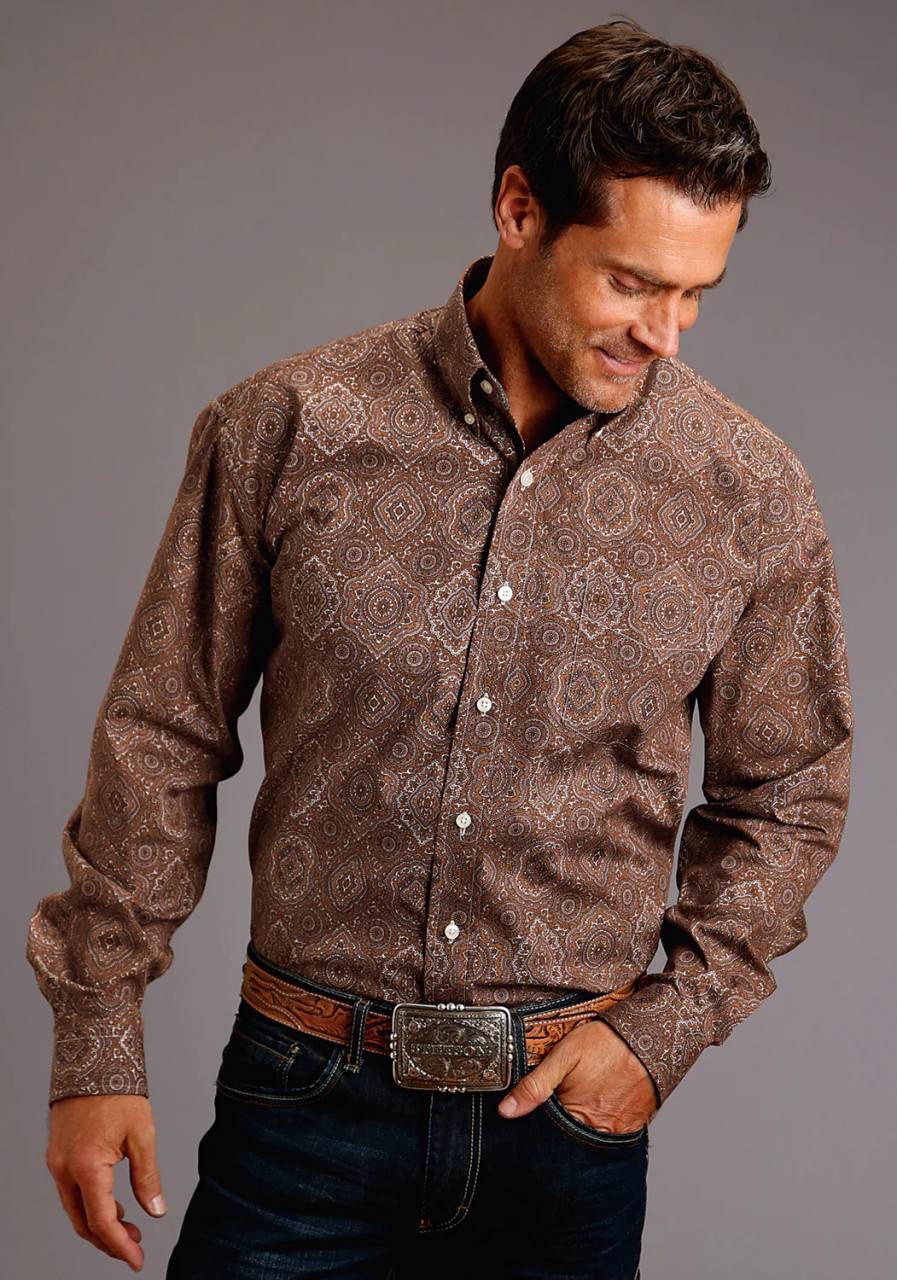 Stetson Men's Bandana Medallion Western Shirt