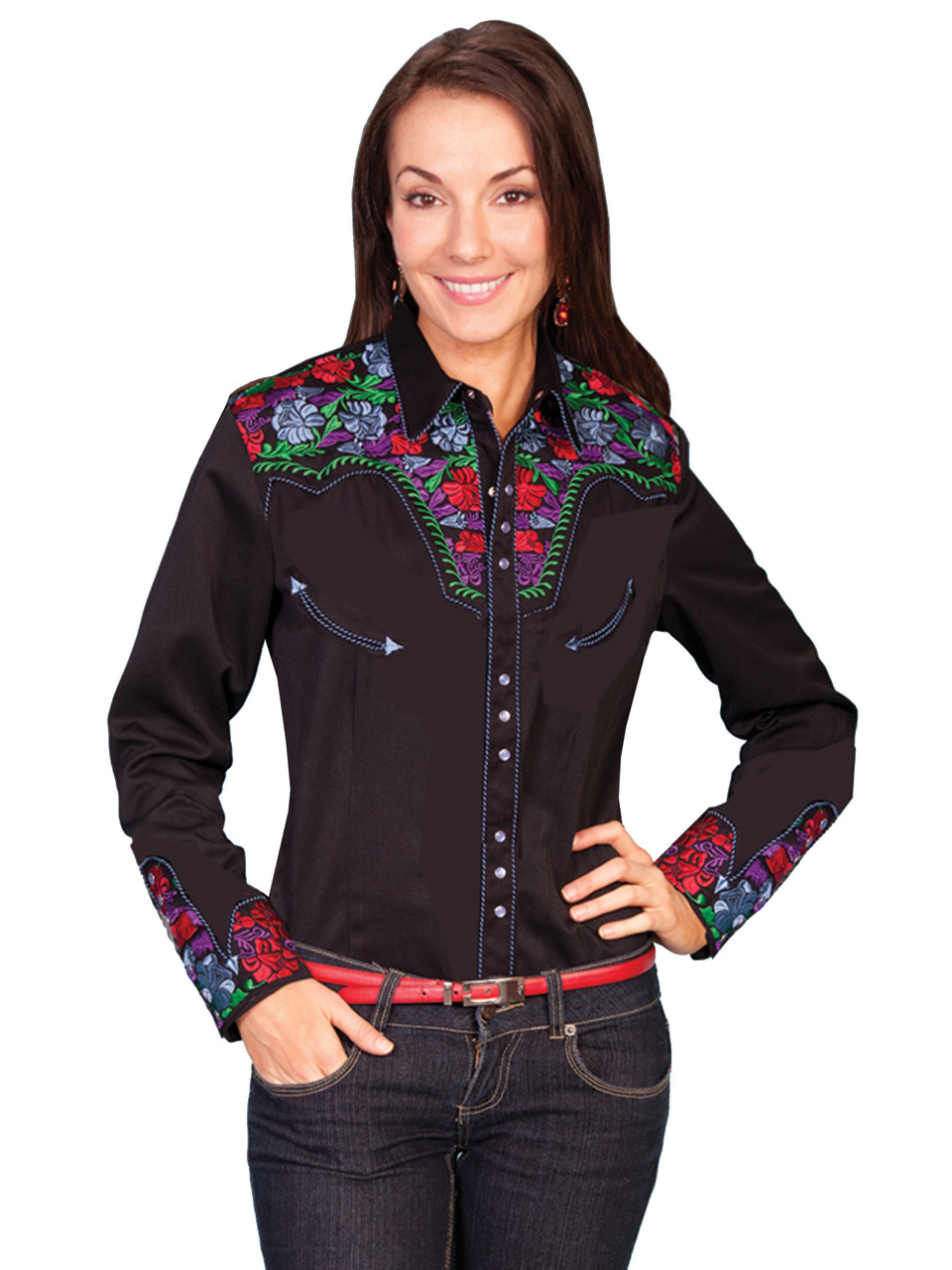 Scully Ladies Floral Tooled Embroidered Western Shirt - One 2 mini Ranch