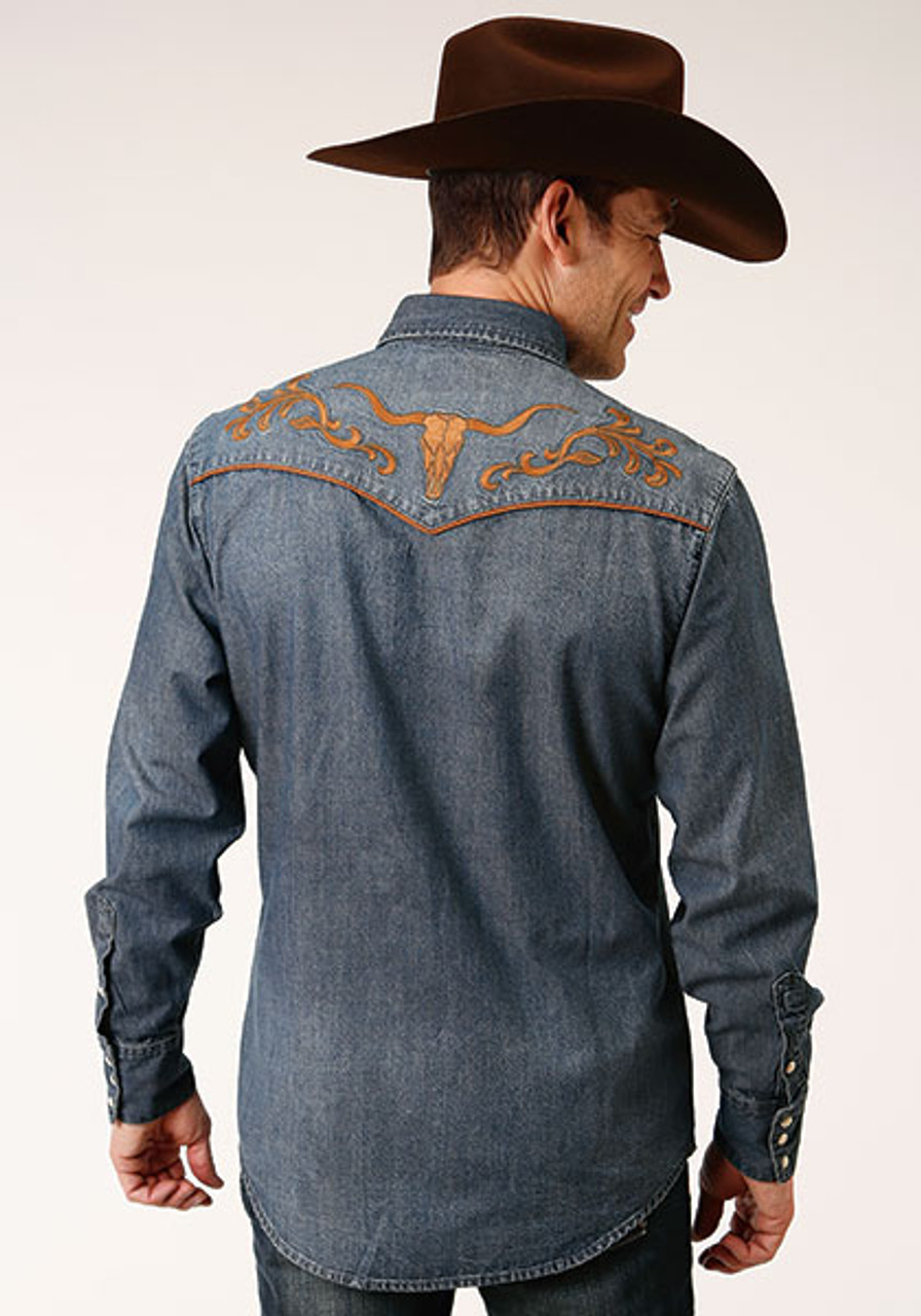 Roper Men's Embroidery Western Snap Shirt
