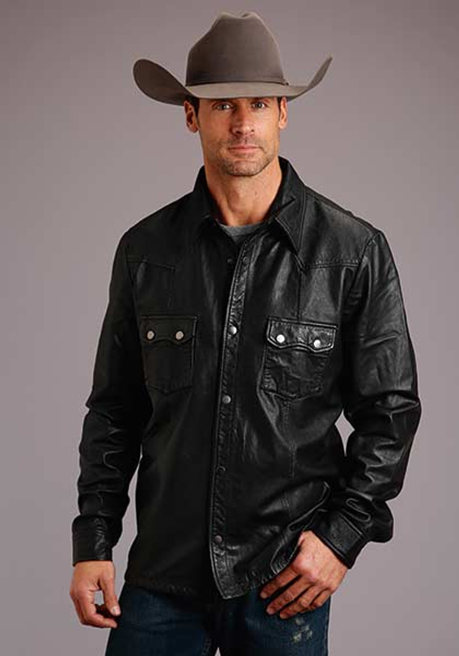 Stetson Men's Smooth Leather Western Shirt Jacket