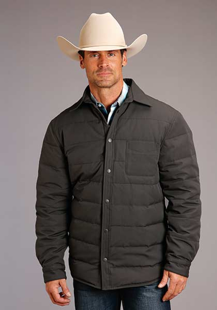 Stetson Grey Down Filled Canvas Shirt Jacket - One 2 mini Ranch