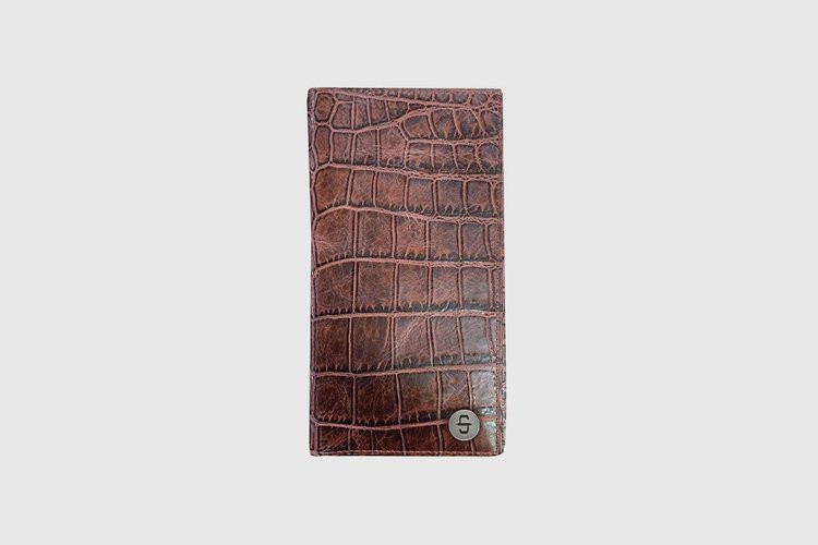 Stetson Crocodile Embossed Top Grain Leather Rodeo Wallet 