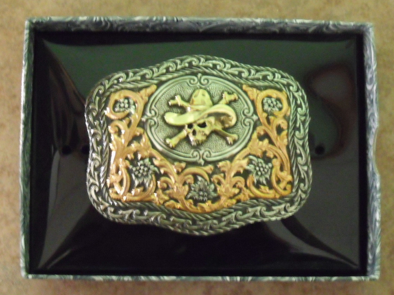 Fibbia Per Cintura Western Con Teschio Pirata, Metallo, 90x70 Mm, Per Cinture Fino A 4 Cm, Urban Backwoods