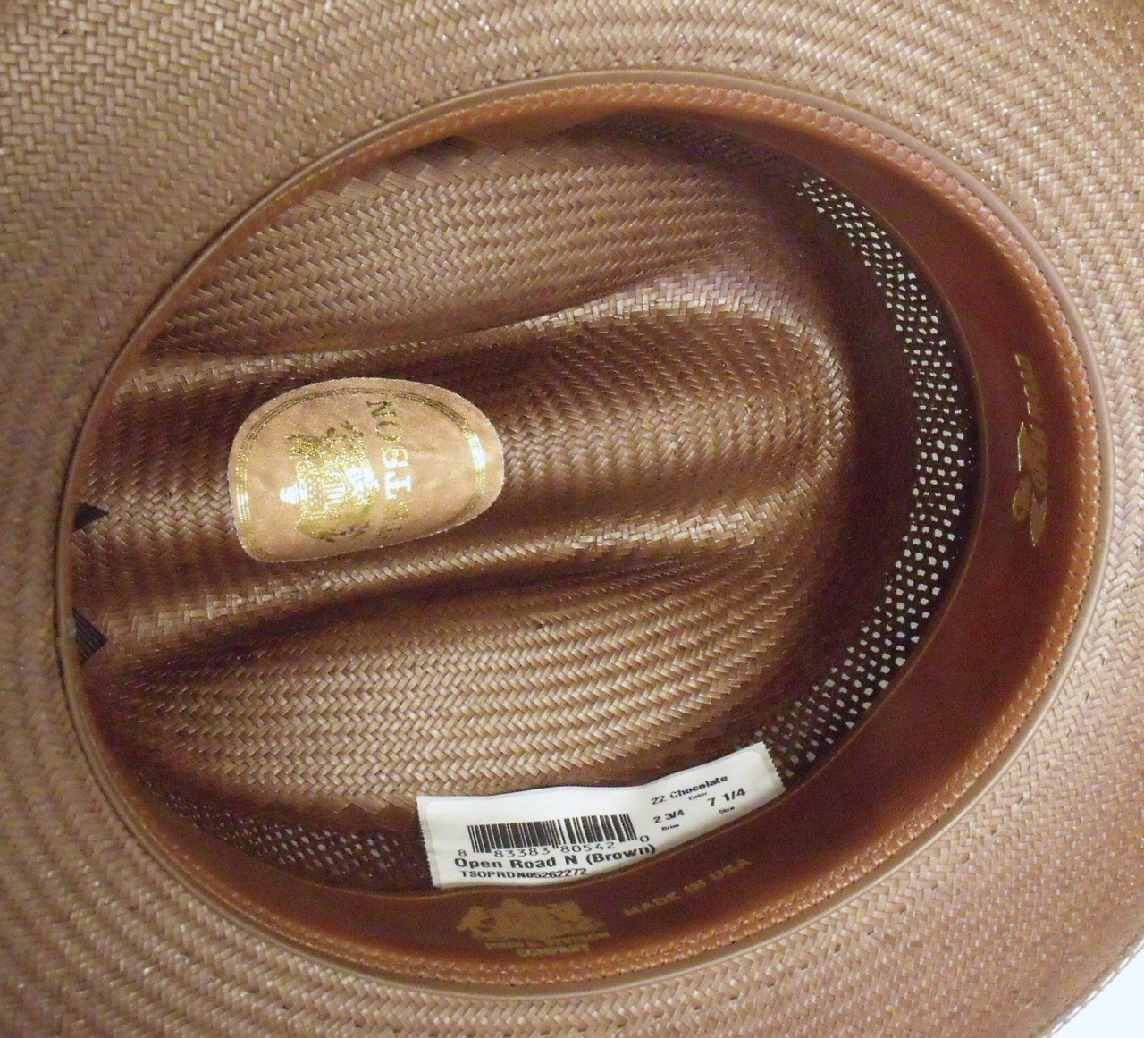 open road vented straw cowboy hat cognac