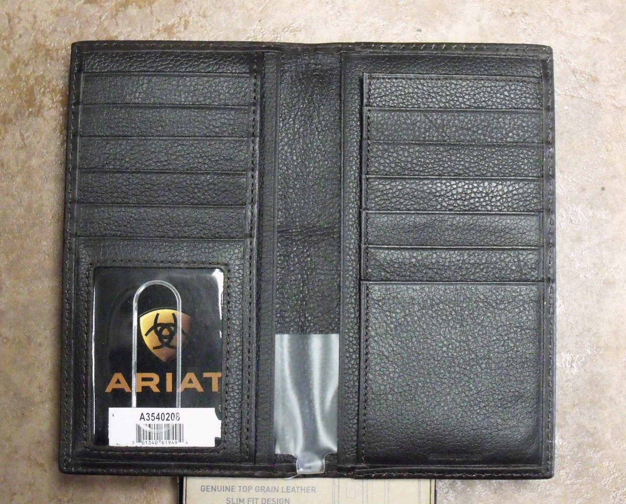 Ariat Logo Chocolate Leather Rodeo Wallet/Checkbook - One 2 mini Ranch