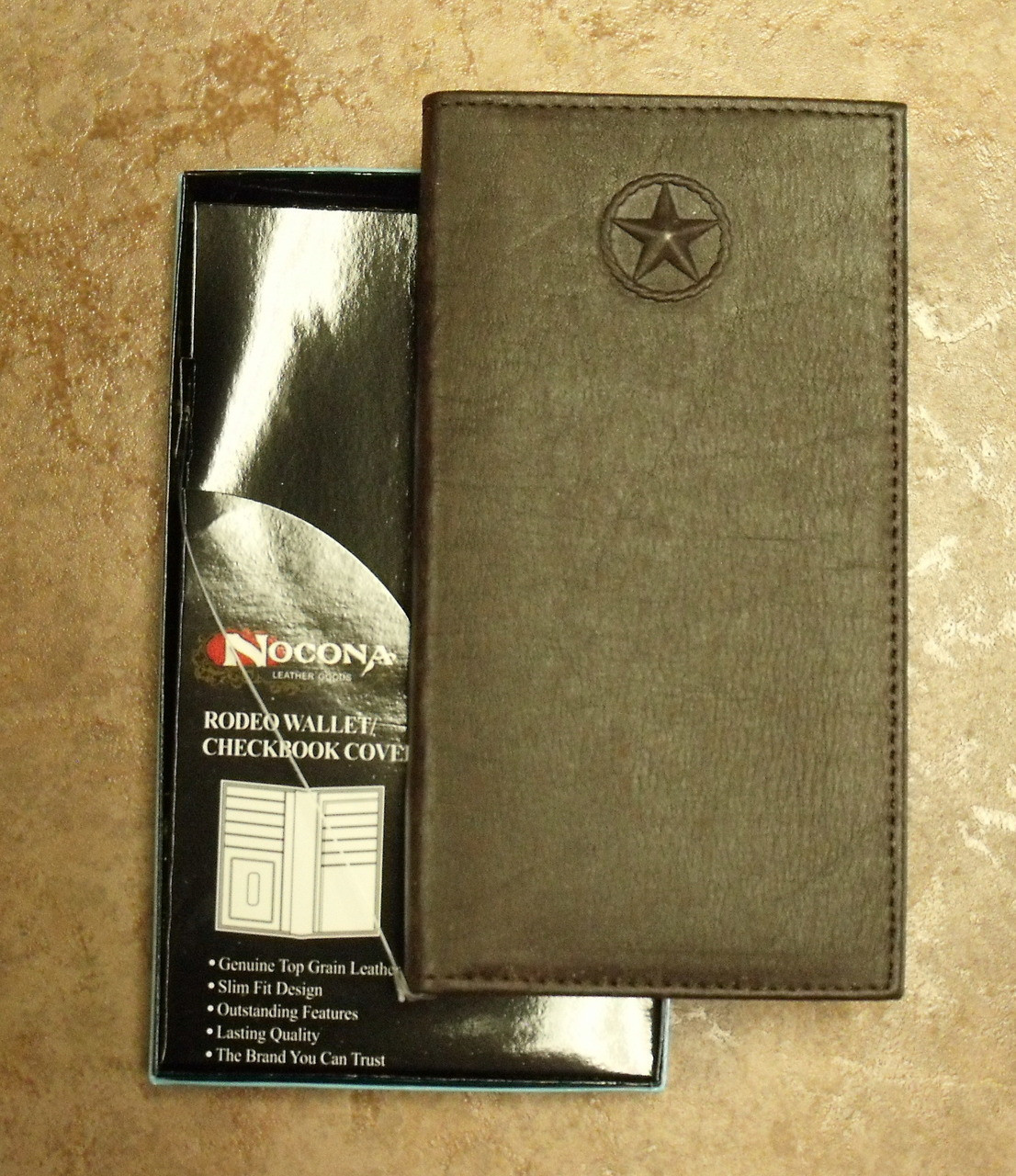Nocona Texas Star Brown Rodeo Wallet/Checkbook - One 2 mini Ranch