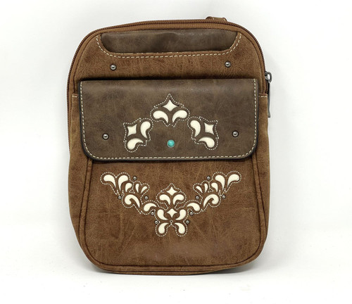 Justin Small Brown Crossbody Purse Laser Cut