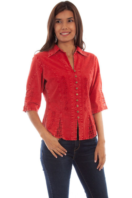 Scully Cantina 3/4 Sleeve Peruvian Cotton Blouse