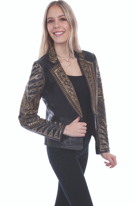 Scully Women's Black Lamb Beaded Blazer