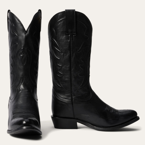 Stetson Ames Black R Toe Cowboy Dress Boot