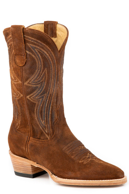 Stetson Nora Handcrafted Brown Suede Western Boots