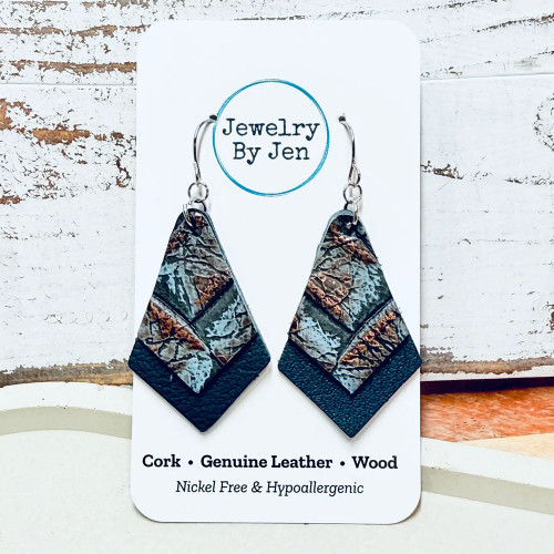 Double Stacked Brick Weave & Navy Earrings