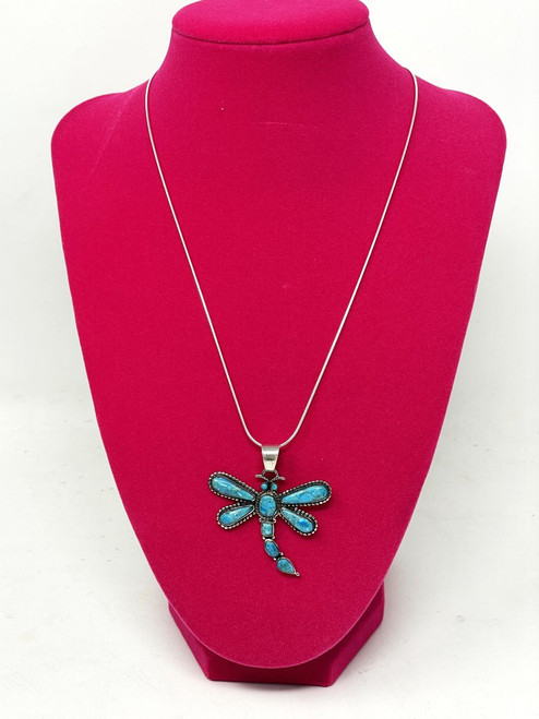 Sterling Silver Turquoise Dragonfly Pendant P3265-C75