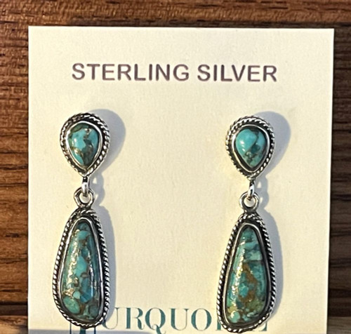 Turquoise Sterling Silver Dangle Earrings E1359-C84