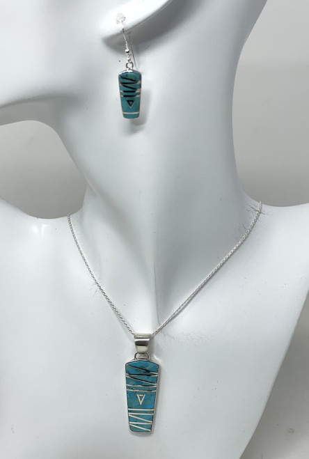 Sterling Silver Turquoise Necklace and Earring Set