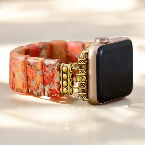 Cape Diablo Pumpkin Tibetan Jasper Stretch Apple Watch Strap