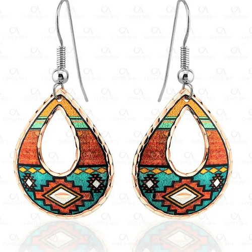 Copper Arts Colorful Teardrop Southwestern Earrings CW09 Copper Arts Colorful Teardrop Southwestern Earrings CW09