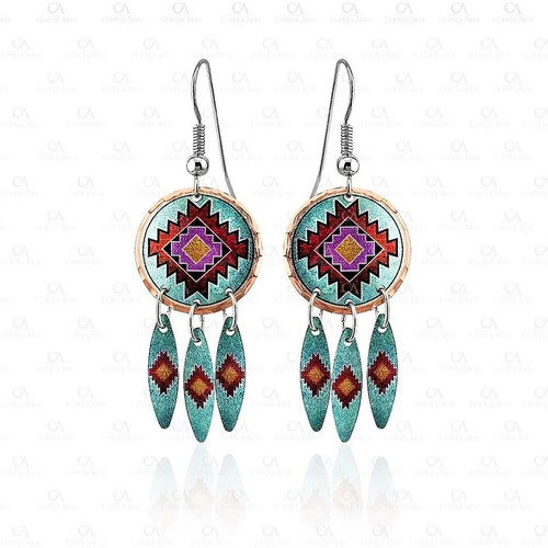 Copper Arts Colorful Unique Native Earrings /TM02
