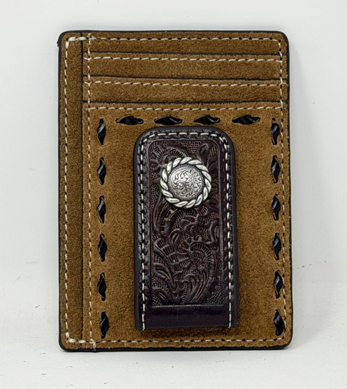 Nocona Roughout Floral Embossed Money Clip 