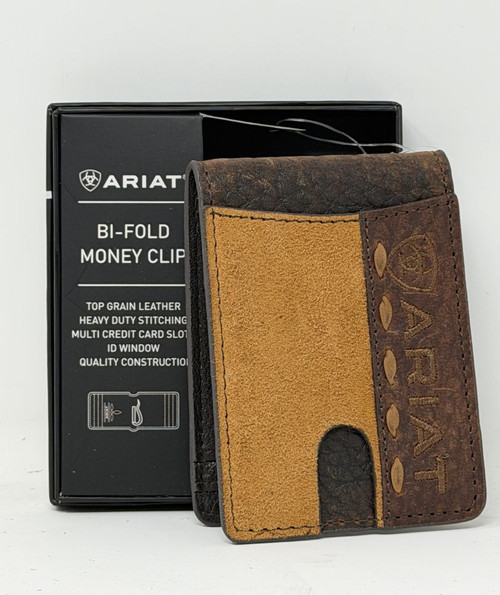 Ariat Roughout Embossed Crocodile Bifold Money Clip 