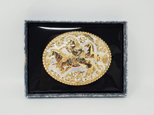 Crumrine Wild Horses Western Belt Buckle