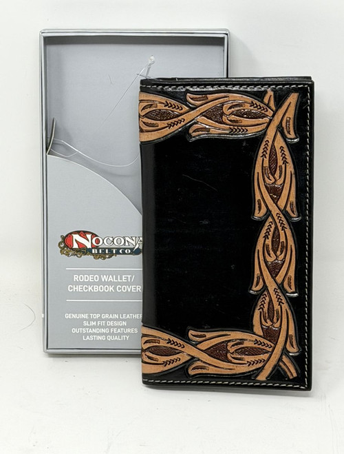  Nocona Mens Black Rodeo Wallet With Tooled Scrolling 