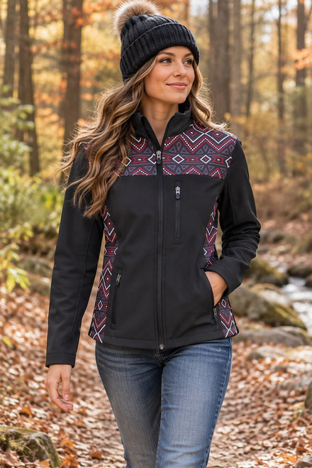 Rodeo Clothing Women's Softshell Aztec Print Fleece-Lined Jackets