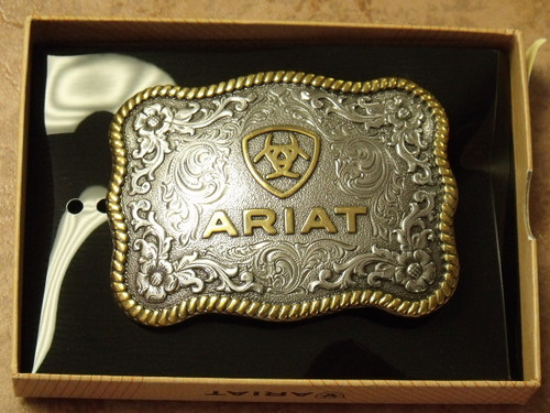 Ariat Logo Oval Buckle , Gold/Silver