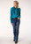 Roper Teal Rayon Challis L/S Embroidered Shirt