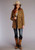 Stetson Womens Tan Suede Leather Trench Coat