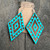 Jill's Jewel Turquoise Aztec Western Engraved Wood  Earrings/Jill06E Jill's Jewel Turquoise Aztec Western Engraved Wood  Earrings/Jill06E