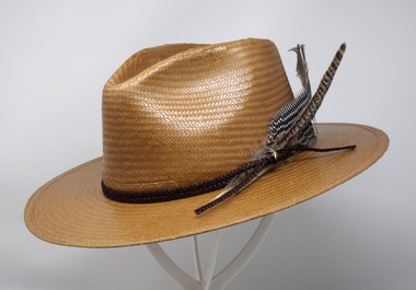 Stetson Juno Flat Brim Straw Fedora Hat - One 2 mini Ranch