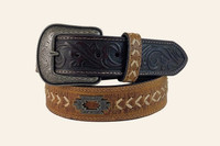 Roper Men's Genuine Distressed Leather Aztec Belt