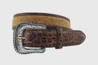 Stetson Italion Leather Embossed Ostrich/Crocodile Belt