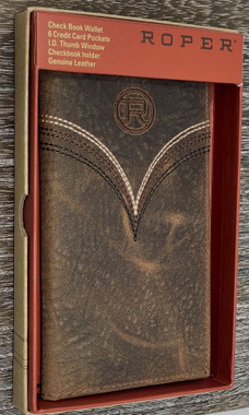 Roper Brown Genuine Distressed Leather Rodeo Wallet/Checkbook Cover ...