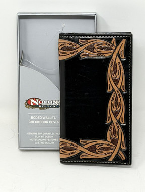 Nocona Mens Black Rodeo Wallet With Tooled Scrolling - One 2 mini Ranch